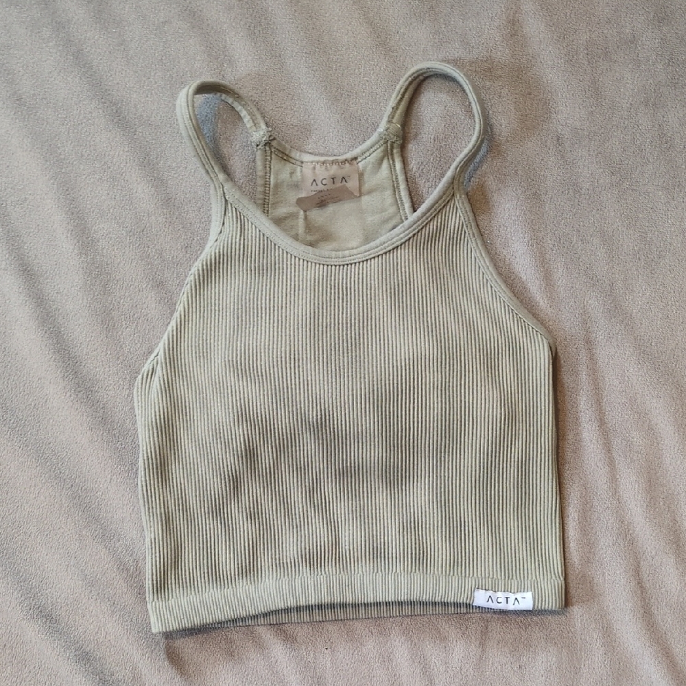ACTA Olive Ribbed Tank Top